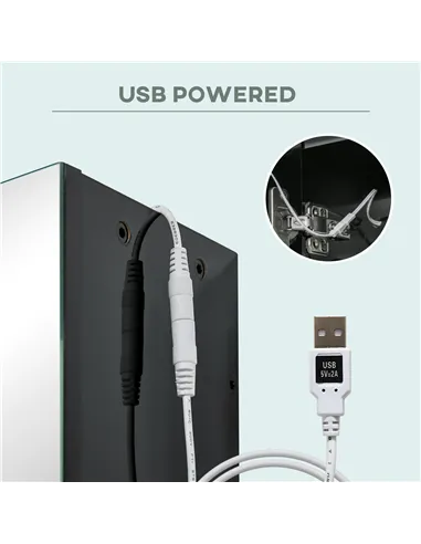 kleankin LED Bathroom Cabinet with Mirror, Wall Mounted Dimmable Brightness Storage Organiser with 3 Mirrored Doors and Adjustab