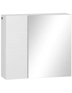 kleankin Bathroom Cabinet with Mirror, Double Door Wall Mounted Storage Cupboard Organizer with Adjustable Shelves, White
