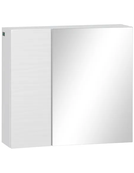 kleankin Bathroom Cabinet with Mirror, Double Door Wall Mounted Storage Cupboard Organizer with Adjustable Shelves, White