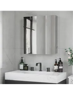 kleankin Bathroom Mirror Cabinet, Wall Mounted Medicine Cabinet with Hinged Door, Storage Shelves for Laundry Room 2