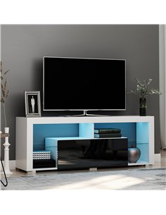 HOMCOM TV Unit, LED TV Stand Cabinet, High Gloss TV Table with Lights and Storage Shelf for 55 inch TVs for Living Room, Bedroom 2