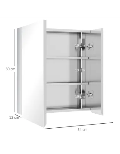 kleankin Bathroom Mirror Cabinet, Wall Mounted Medicine Cabinet with Hinged Door, Storage Shelves for Laundry Room