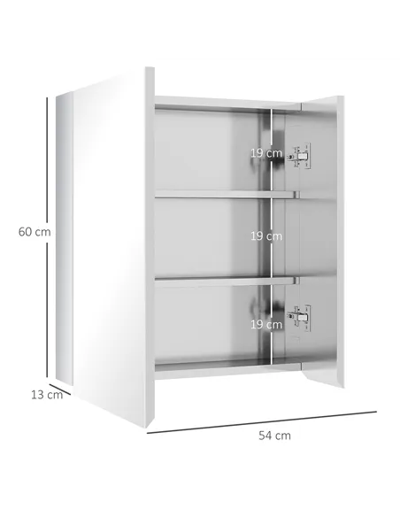 kleankin Bathroom Mirror Cabinet, Wall Mounted Medicine Cabinet with Hinged Door, Storage Shelves for Laundry Room