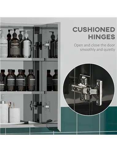 kleankin Bathroom Mirror Cabinet, Wall Mounted Medicine Cabinet with Hinged Door, Storage Shelves for Laundry Room