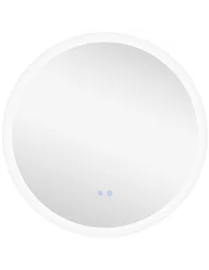 kleankin Round Bathroom Mirror with LED Lights, Wall-Mounted Dimmable Makeup Mirror with 3 Temperature Colours, Defogging Film, 