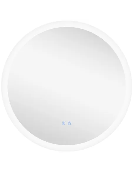kleankin Round Bathroom Mirror with LED Lights, Wall-Mounted Dimmable Makeup Mirror with 3 Temperature Colours, Defogging Film, 