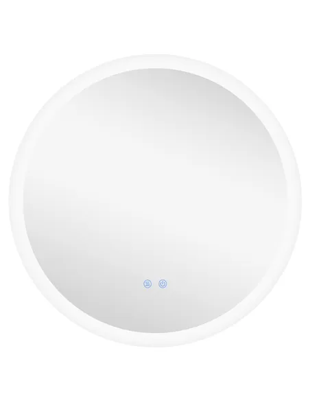 kleankin Round Bathroom Mirror with LED Lights, Wall-Mounted Dimmable Makeup Mirror with 3 Temperature Colours, Defogging Film, 