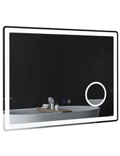 kleankin LED Bathroom Mirror with Lights, 3X Magnifying Mirror, Dimming Lighted Bathroom Mirror, Vanity Mirror with 3 Colour Fro