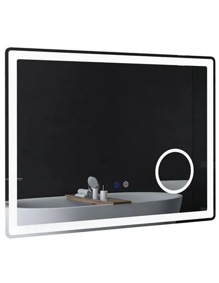 kleankin LED Bathroom Mirror with Lights, 3X Magnifying Mirror, Dimming Lighted Bathroom Mirror, Vanity Mirror with 3 Colour Fro