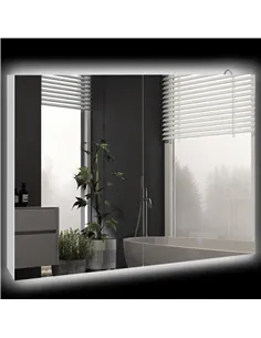 kleankin Bathroom Mirror Cabinet with Light, Bathroom Storage Cupboard with Adjustable Shelf, USB Powered, 90x15x70cm, White