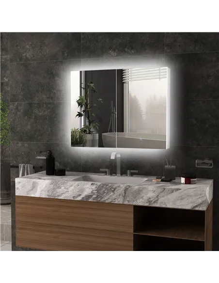 kleankin Bathroom Mirror Cabinet with Light, Bathroom Storage Cupboard with Adjustable Shelf, USB Powered, 90x15x70cm, White