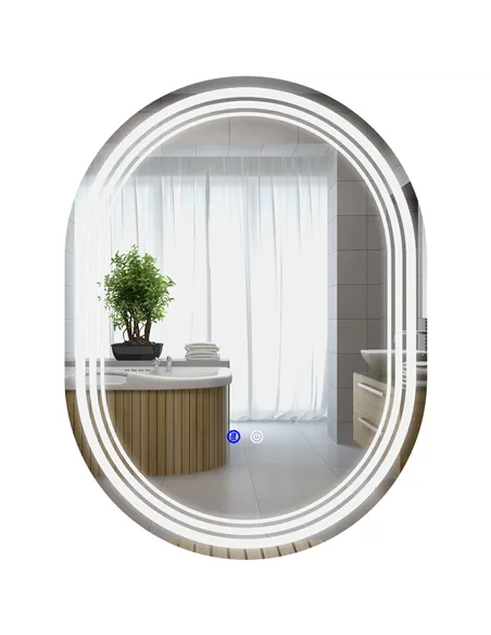 kleankin 700 x 500mm Bathroom Mirror with LED Lights Makeup Mirror with Anti-fog Touch, Switch, Vertical or Horizontal