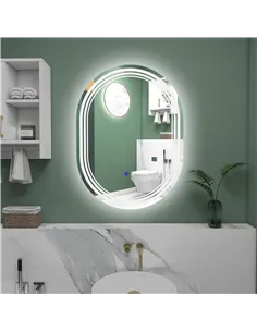 kleankin 700 x 500mm Bathroom Mirror with LED Lights Makeup Mirror with Anti-fog Touch, Switch, Vertical or Horizontal 2