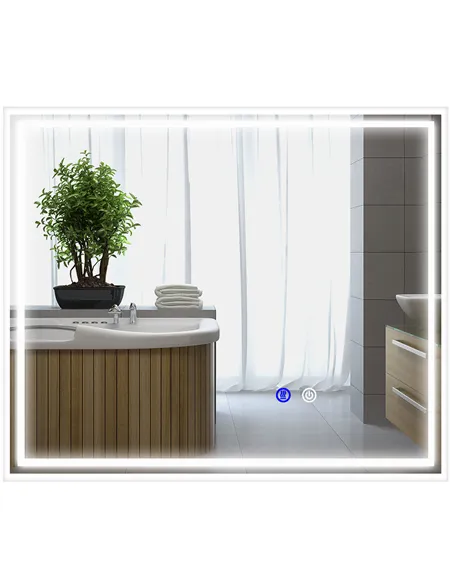 kleankin LED Bathroom Mirror with Lights, Illuminated Makeup Mirror, Vanity Mirror with 3 Colour, Smart Touch, Anti-Fog