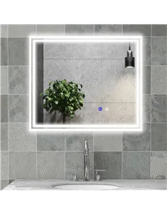 kleankin LED Bathroom Mirror with Lights, Illuminated Makeup Mirror, Vanity Mirror with 3 Colour, Smart Touch, Anti-Fog 2