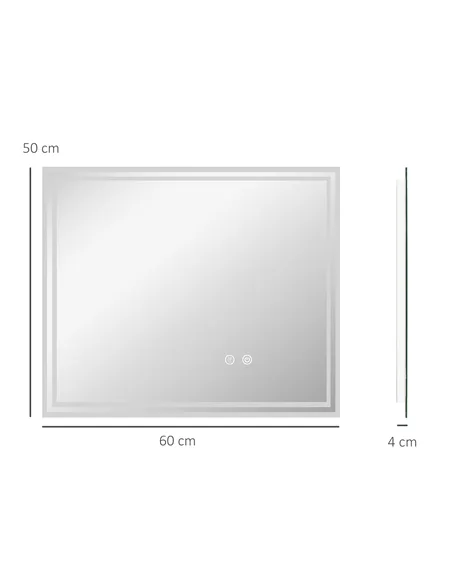 kleankin LED Bathroom Mirror with Lights, Illuminated Makeup Mirror, Vanity Mirror with 3 Colour, Smart Touch, Anti-Fog