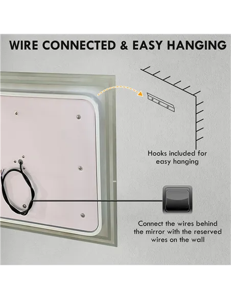 kleankin LED Bathroom Mirror with Lights, Illuminated Makeup Mirror, Vanity Mirror with 3 Colour, Smart Touch, Anti-Fog