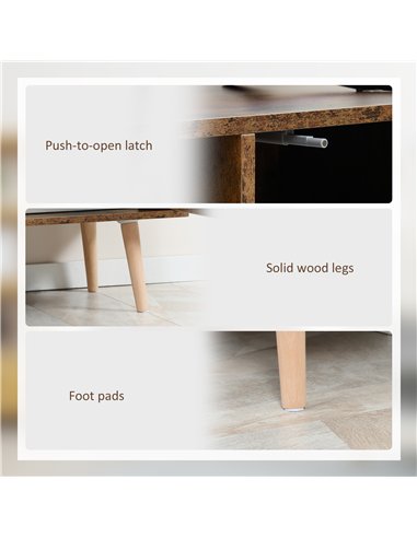 HOMCOM TV Stand Cabinet up to 55 Inches, TV Unit with Single Door and Open Shelves, Cable Holes for Living Room, Bedroom, Brown