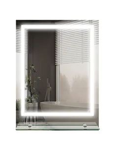 kleankin Large Vanity Mirror with Lights and Shelf, Illuminated bathroom Mirror with 3 Colour Brightness, Smart Touch, Anti-Fog