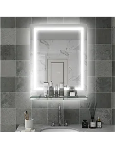 kleankin Large Vanity Mirror with Lights and Shelf, Illuminated bathroom Mirror with 3 Colour Brightness, Smart Touch, Anti-Fog 2