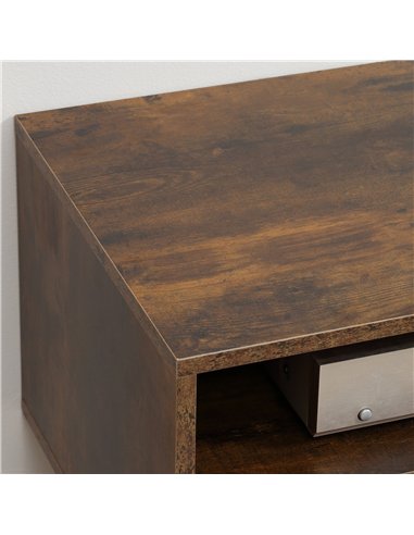 HOMCOM TV Stand Cabinet up to 55 Inches, TV Unit with Single Door and Open Shelves, Cable Holes for Living Room, Bedroom, Brown