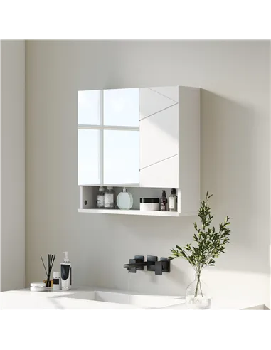 kleankin Wall Mounted Bathroom Storage Cupboard - White