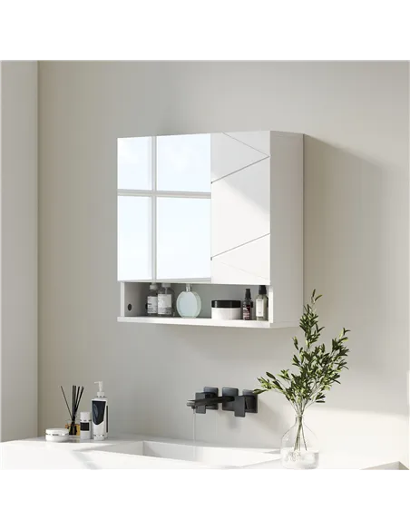 kleankin Wall Mounted Bathroom Storage Cupboard - White