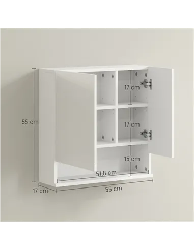 kleankin Wall Mounted Bathroom Storage Cupboard - White