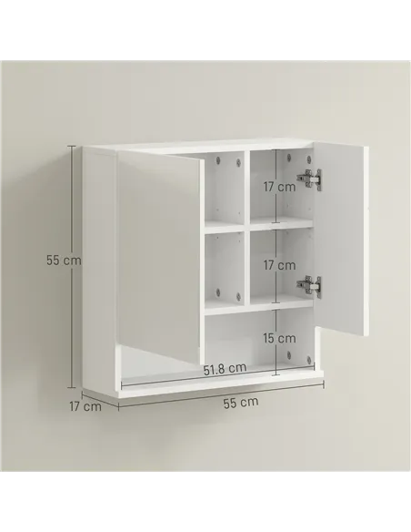 kleankin Wall Mounted Bathroom Storage Cupboard - White