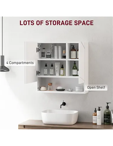 kleankin Wall Mounted Bathroom Storage Cupboard - White