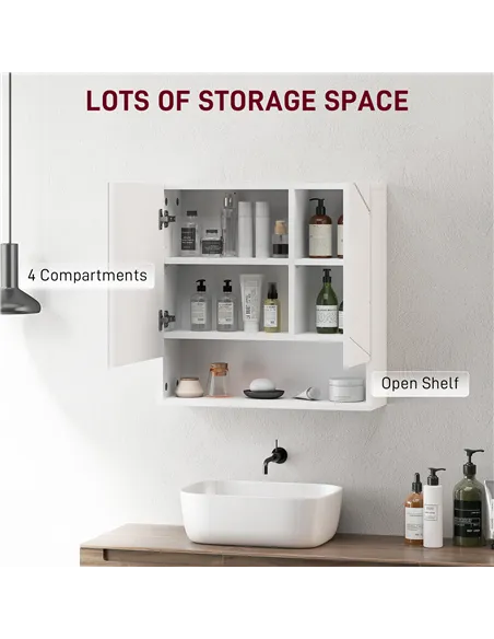 kleankin Wall Mounted Bathroom Storage Cupboard - White