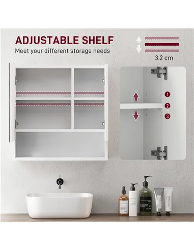 kleankin Wall Mounted Bathroom Storage Cupboard - White