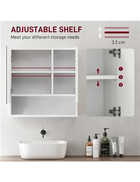 kleankin Wall Mounted Bathroom Storage Cupboard - White