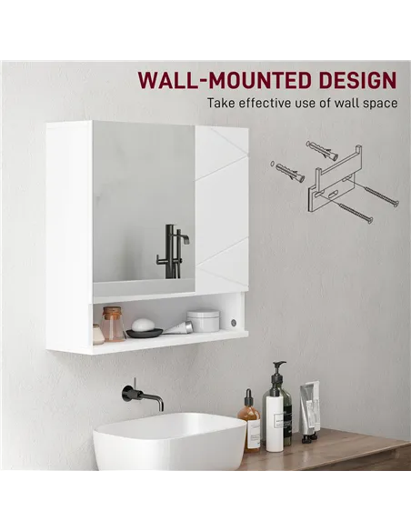 kleankin Wall Mounted Bathroom Storage Cupboard - White