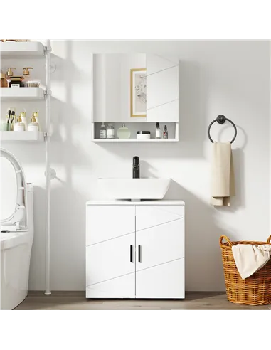kleankin Wall Mounted Bathroom Storage Cupboard - White