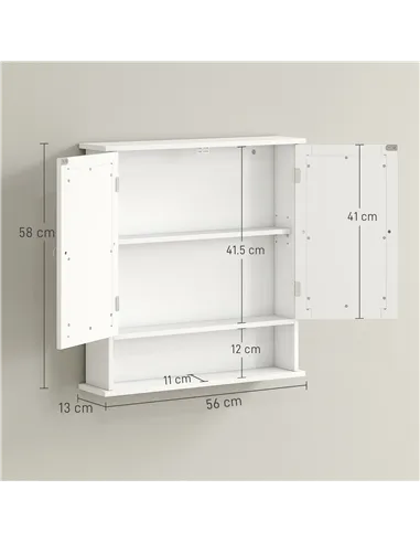 kleankin Bathroom Wall Storage Cabinet - White