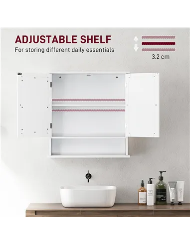 kleankin Bathroom Wall Storage Cabinet - White