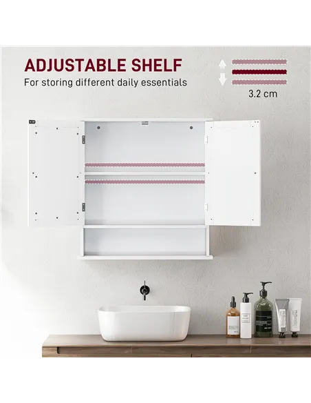 kleankin Bathroom Wall Storage Cabinet - White