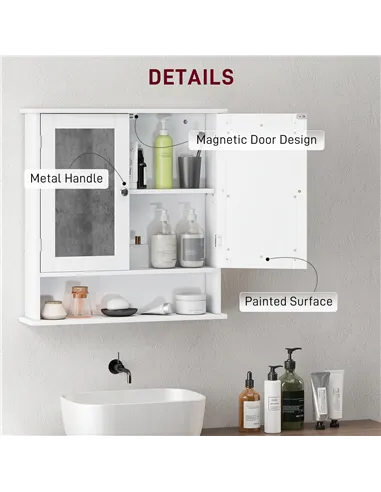 kleankin Bathroom Wall Storage Cabinet - White
