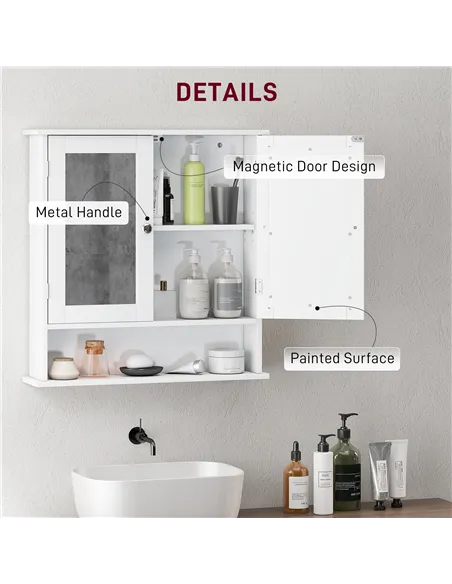 kleankin Bathroom Wall Storage Cabinet - White