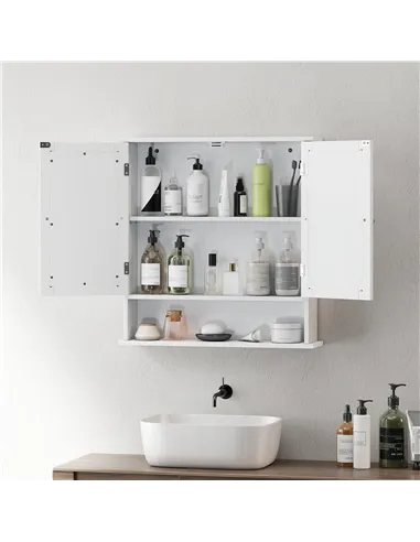 kleankin Bathroom Wall Storage Cabinet - White