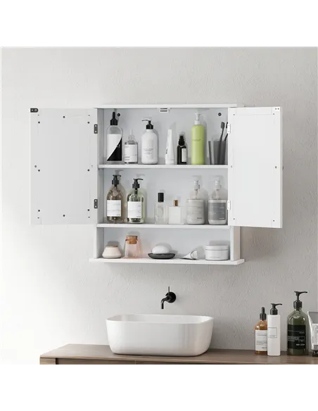kleankin Bathroom Wall Storage Cabinet - White