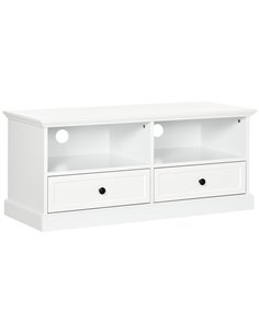 HOMCOM Modern TV Unit Cabinet for TVs up to 45 Inches, TV Stand with Drawers, Open Shelves, Cable Holes for Living Room, White