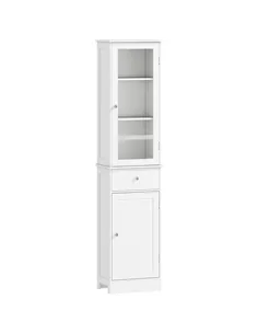kleankin Bathroom Storage Cabinet with 3-tier Shelf Drawer Door, Floor Cabinet Free Standing Tall Slim Side Organizer Shelves, W