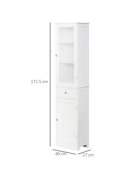 kleankin Bathroom Storage Cabinet with 3-tier Shelf Drawer Door, Floor Cabinet Free Standing Tall Slim Side Organizer Shelves, W
