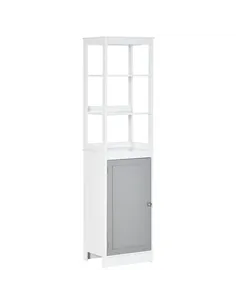 kleankin Tall Bathroom Cabinet Free Standing Slimline Cupboard Tallboy Unit Storage Organiser for Bathroom, Living Room, Kitchen