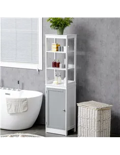 kleankin Tall Bathroom Cabinet Free Standing Slimline Cupboard Tallboy Unit Storage Organiser for Bathroom, Living Room, Kitchen 2