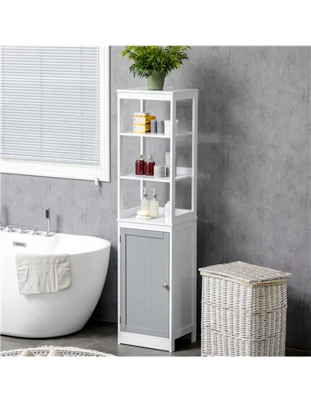 kleankin Tall Bathroom Cabinet Free Standing Slimline Cupboard Tallboy Unit Storage Organiser for Bathroom, Living Room, Kitchen