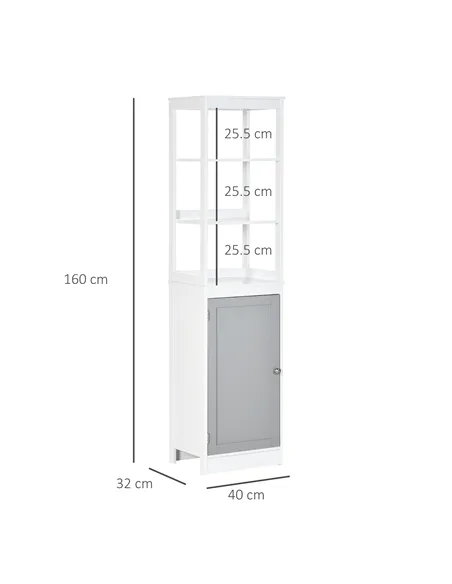 kleankin Tall Bathroom Cabinet Free Standing Slimline Cupboard Tallboy Unit Storage Organiser for Bathroom, Living Room, Kitchen
