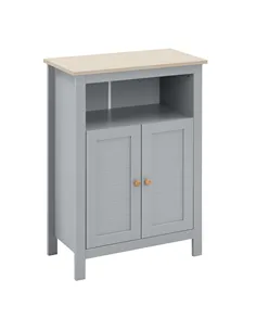 kleankin Bathroom Floor Cabinet, Free Standing Cupboard with Double Doors and Adjustable Shelf for Kitchen, Hallway, Living Room